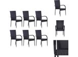 Vidaxl Sedie Da Giardino Impilabili 6 Pz. Poli Rattan Nero - Sedie Da Giardino