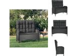 Vidaxl Panca Da Giardino Con Funzione Reclinabile E Cuscini 107Cm In Poly Rattan Nero - Panche Da Giardino