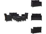 Vidaxl Set Di Divani Da Giardino 6 Pezzi Con Cuscini In Poly Rattan Nero - Divani Da Giardino