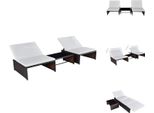 Vidaxl Lettini Prendisole 2 Pezzi Con Tavolo In Rattan Marrone - Lettini Prendisole