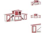 Vidaxl Grande Conigliera Rossa E Bianca 204X45X85 Cm In Legno - Habitat E Recinti Per Piccoli Animali