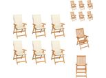 Vidaxl Sedie Da Giardino 6 Pezzi Con Cuscini Crema In Legno Massiccio Teak - Sedie Da Giardino
