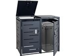 Coperchio Per Pattumiera A 2 Scomparti HWC-E83, Coperchio Per Pattumiera, Estensibile 103X115X63Cm ~ Antracite, Acciaio 38Kg
