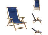 Vidaxl Sedia Reclinabile Regolabile Blu Navy In Bambù E Tessuto - Sedie Da Giardino