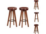 Vidaxl Sgabello Da Bar 2 Pz. Vera Pelle E Legno Massiccio Di Acacia - Sgabello Da Bar