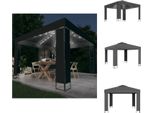 Vidaxl Padiglione Con Doppio Tetto E Catena Luminosa A Led 3X3 M Antracite - Padiglioni E Tende Per Feste