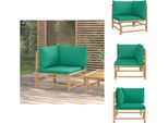 Vidaxl Divano Da Giardino Ad Angolo Con Cuscini In Bambù Verde - Elementi Per Divani Da Giardino