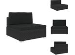 Vidaxl Divano Modulare Sezione Centrale 1 Pezzo + Cuscini In Poly Rattan Nero - Elementi Per Divani Da Giardino