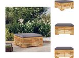 Vidaxl Sgabello Da Giardino Con Cuscini Grigio Scuro In Teak Massiccio - Elementi Per Divani Da Giardino