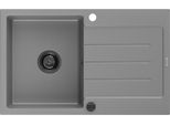Mexen Bruno Lavello In Granito 1-Vasca Con Sgocciolatoio 795 X 495 Mm, Grigio, Sifone Nero - 6513791010-71-B