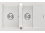 Mexen Gaspar Lavello In Granito 1,5 Vasca Con Sgocciolatoio 737 X 475 Mm, Bianco, Sifone Cromo - 6507731505-20