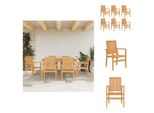 Vidaxl Sedie Da Giardino 6 Pezzi Impilabili 56,5X57,5X91 Cm In Legno Massiccio Teak - Sedie Da Giardino