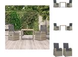 Vidaxl Set Da Pranzo Da Giardino 3 Pezzi Con Cuscini In Poly Rattan Grigio - Sedie Da Giardino