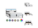 Vidaxl Struttura Letto Con Led Bianco E Similcuoio Nera 90×200 Cm - Letti E Strutture Letto