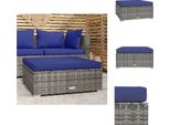 Vidaxl Sgabello Da Giardino Con Cuscino Grigio 70X70X30 Cm In Poly Rattan - Elementi Per Divani Da Giardino