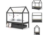 Vidaxl Lettino Con Cassetto In Pino Massiccio Grigio Scuro 70X140 Cm - Lettini Per Bambini E Ragazzi