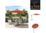 Vidaxl Ombrellone A Semaforo Con Luci Led E Palo In Acciaio Rosso Terracotta - Ombrelloni E Tende Da Sole