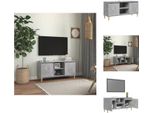 Mobile Tv Vidaxl Con Gambe In Legno Massiccio Grigio Cemento 103,5X35X50 Cm - Mobili Tv