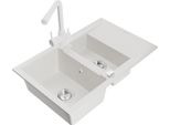 Mexen Gaspar Lavello Da Cucina In Granito 1,5 Vasche Con Scolapiatti E Miscelatore Cucina Duero, Bianco - 6507-20-671600-20
