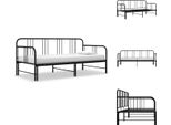 Vidaxl Letto Da Giorno Allungabile In Metallo Nero 90X200 Cm - Letti & Reti