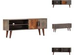 Vidaxl Mobile Tv Grigio 130X30X46 Cm Legno Massiccio Mango Grezzo - Mobili Tv