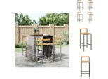 Vidaxl Sgabello Da Bar 4 Pz. Poli Rattan Grigio E Legno Massiccio Di Acacia - Sgabello Da Bar