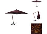 Vidaxl Ampelschirm Mit Mast Bordeauxrot 3X3 M Massivholz Tanne - Ombrelloni E Parasole