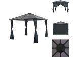 Vidaxl Padiglione Da Giardino Con Tenda In Alluminio 3×3 M Nero - Padiglioni E Tende Per Feste