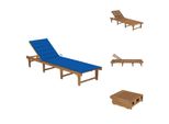 Vidaxl Lettino Prendisole Pieghevole Con Cuscino In Legno Massiccio Di Acacia - Lettini Prendisole