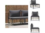 Vidaxl Divano Da Centro Giardino Con Cuscini Grigio Scuro In Poly Rattan - Elementi Per Divani Da Giardino