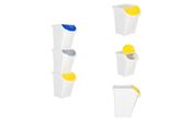 Vidaxl Cestino Per Rifiuti Con Coperchio 3 Pz. Impilabile Bianco Pp 120 L - Cestini Per Rifiuti E Cestini Per Rifiuti