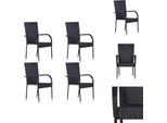 Vidaxl Sedie Da Giardino Impilabili 4 Pz. Poli Rattan Nero - Sedie Da Giardino