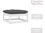 Vidaxl Poggiapiedi Da Giardino Con Cuscino In Legno Di Pino Massiccio Bianco - Elementi Per Divani Da Giardino