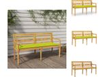 Vidaxl Panca Batavia Con Cuscino Verde Chiaro 150 Cm In Teak Massiccio - Panche Da Giardino