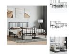 Vidaxl Struttura Letto Con Testiera E Pediera In Metallo Nero 150X200 Cm - Letti E Strutture Letto