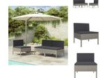 Vidaxl Sedie Da Giardino 3 Pezzi Con Cuscini In Poly Rattan Grigio - Sedie Da Giardino
