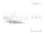 Vidaxl Struttura Letto Con Rete A Doghe In Metallo Bianco 160 × 200 Cm - Letti E Strutture Letto