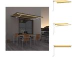 Vidaxl Tenda Automatica Con Led E Sensore Vento 450X300 Cm Giallo/Bianco - Tende Da Sole