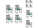 Vidaxl Sedie Da Giardino Con Cuscino 4 Pz. Legno Massiccio Di Acacia Grigio - Sedie Da Giardino