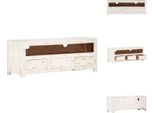 Vidaxl Mobile Tv In Legno Massiccio Di Acacia 110X30X40 Cm Bianco - Mobili Tv