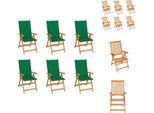 Vidaxl Sedie Da Giardino 6 Pezzi Con Cuscini Verdi In Legno Massiccio Teak - Sedie Da Giardino