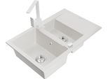 Mexen Gaspar Lavello In Granito 1,5 Vasche Con Sgocciolatoio E Miscelatore Da Cucina Rita, Bianco - 6507-20-670300-20