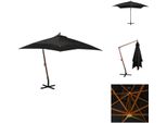 Vidaxl Ampelschirm Mit Mast Schwarz 3X3 M Massivholz Tanne - Ombrelloni E Parasole