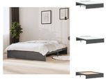 Vidaxl Letto In Legno Massiccio Grigio 135X190 Cm - Letti E Reti