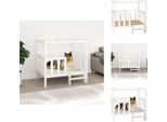 Vidaxl Letto Per Cani Bianco 105,5X83,5X100 Cm In Legno Di Pino Massiccio - Letti Per Cani