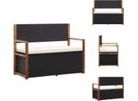 Vidaxl Panca Con Vano Portaoggetti 115 Cm In Poly Rattan Legno Massiccio Acacia Nero - Panche Da Giardino