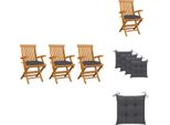 Vidaxl Sedie Da Giardino Con Cuscini Antracite 3 Pz. Legno Massiccio Teak - Sedie Da Giardino