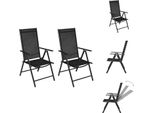 Vidaxl Sedie Da Giardino Pieghevoli 2 Pz. Alluminio E Textilene Nero - Sedie Da Giardino