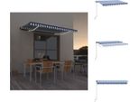 Vidaxl Tenda Da Sole Manuale A Scomparsa Con Led 400X350 Cm Blu E Bianco - Tende Da Sole