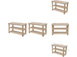 Vidaxl Panca Per Scarpe 2 In 1 2 Pezzi. Legno Massiccio Di Abete - Scarpiere E Armadietti